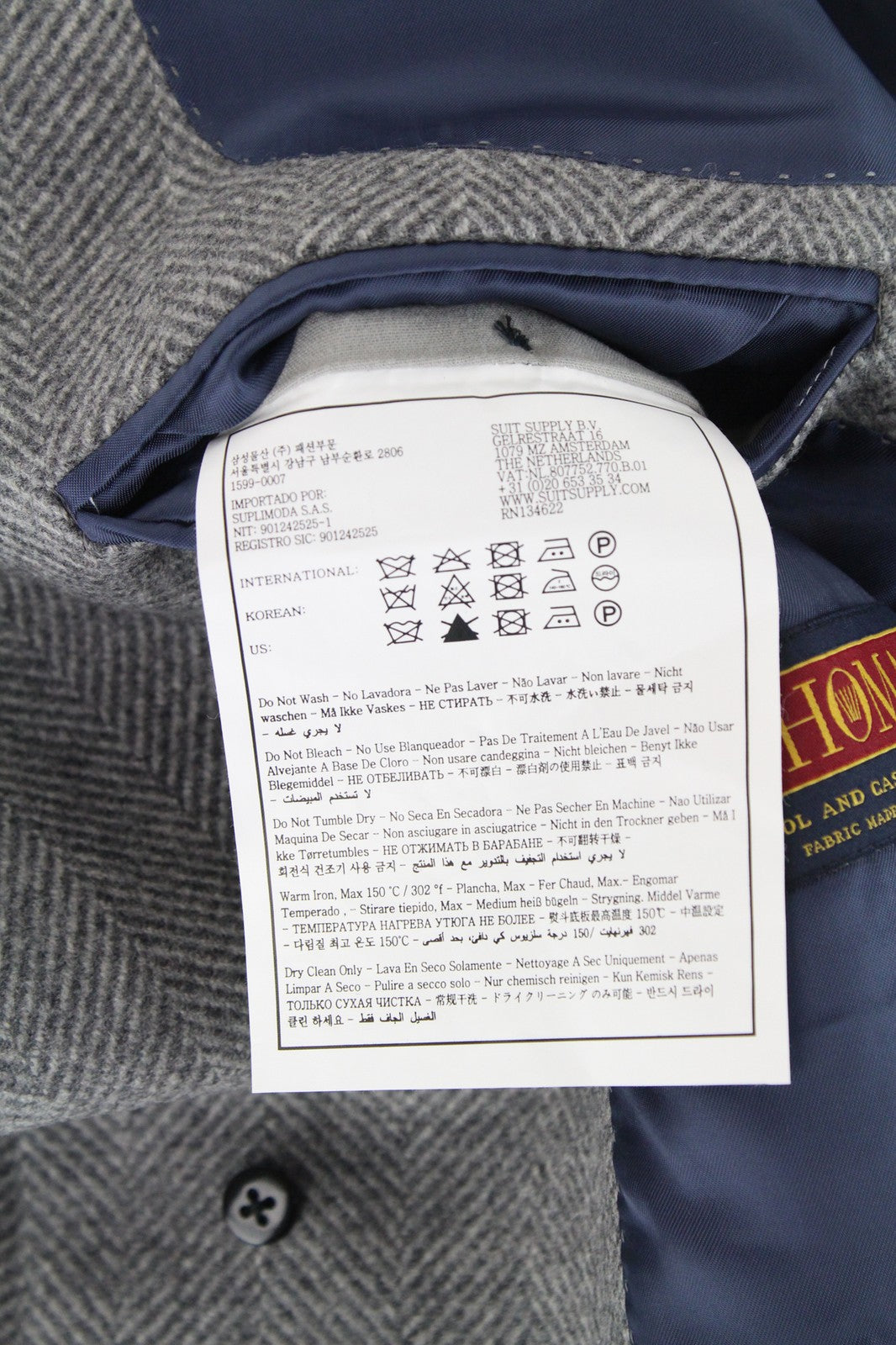 SUITSUPPLY Vicenza Men's Coat UK36R Flannel Wool Cashmere Grey Mid-Length