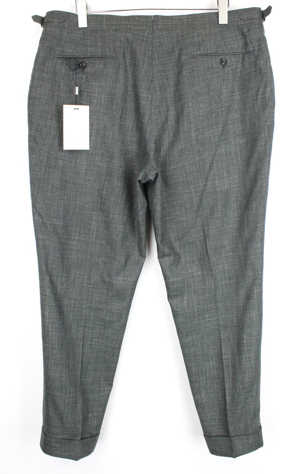 SUITSUPPLY La Spalla Men's Suit UK50R Green 3 Piece Wool Linen Silk Pleated