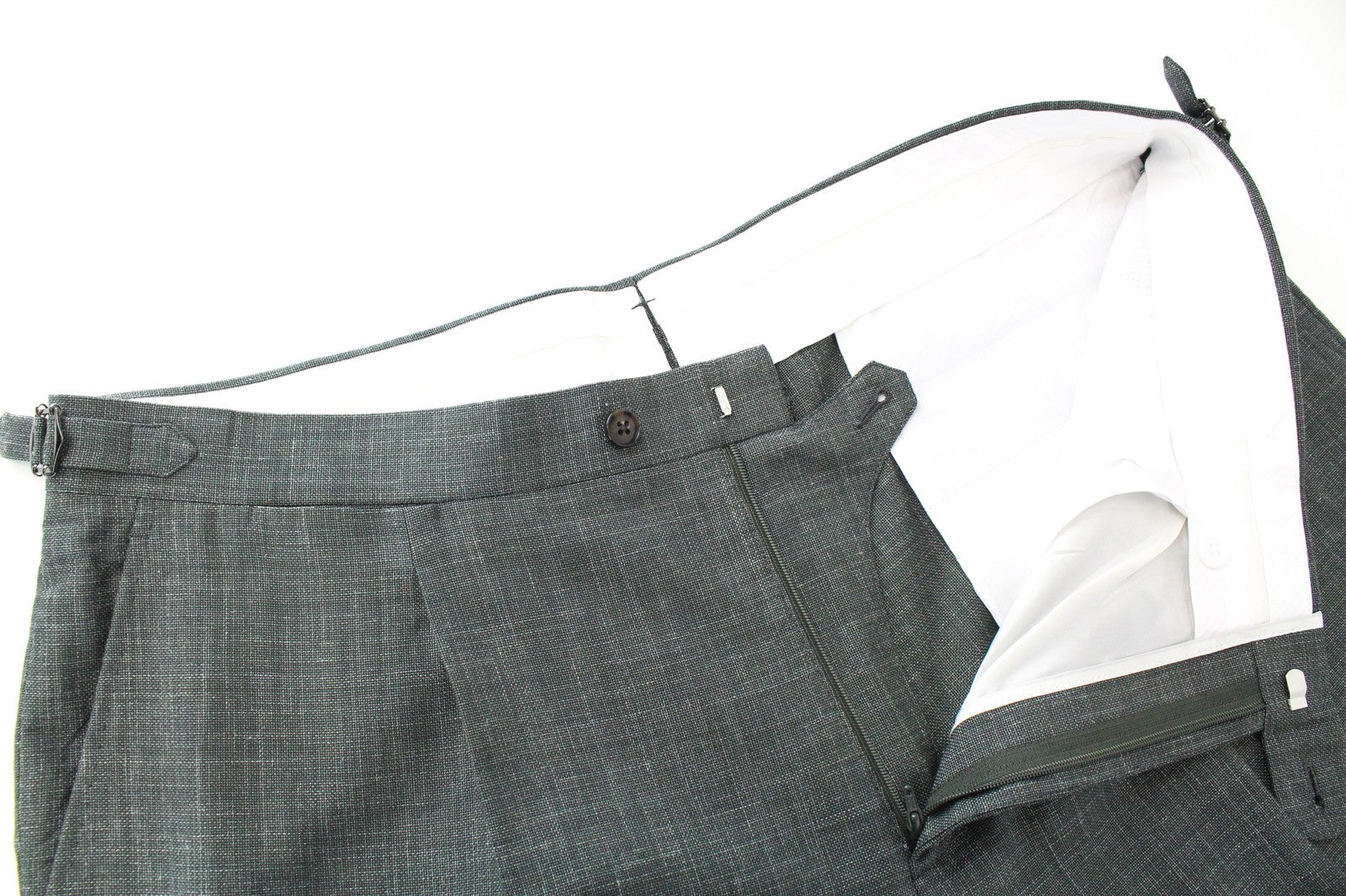 SUITSUPPLY La Spalla Men's Suit UK50R Green 3 Piece Wool Linen Silk Pleated