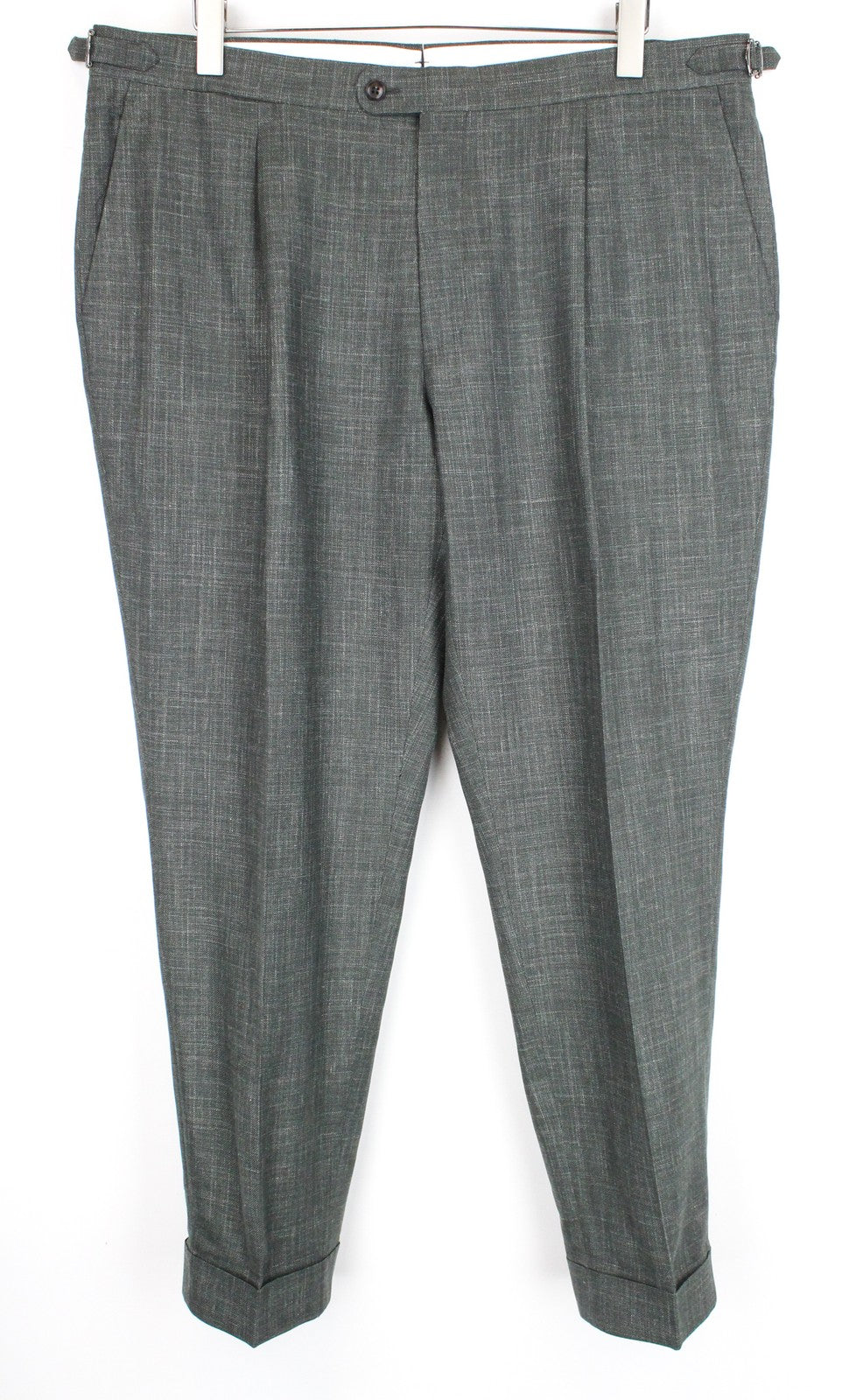 SUITSUPPLY La Spalla Men's Suit UK50R Green 3 Piece Wool Linen Silk Pleated