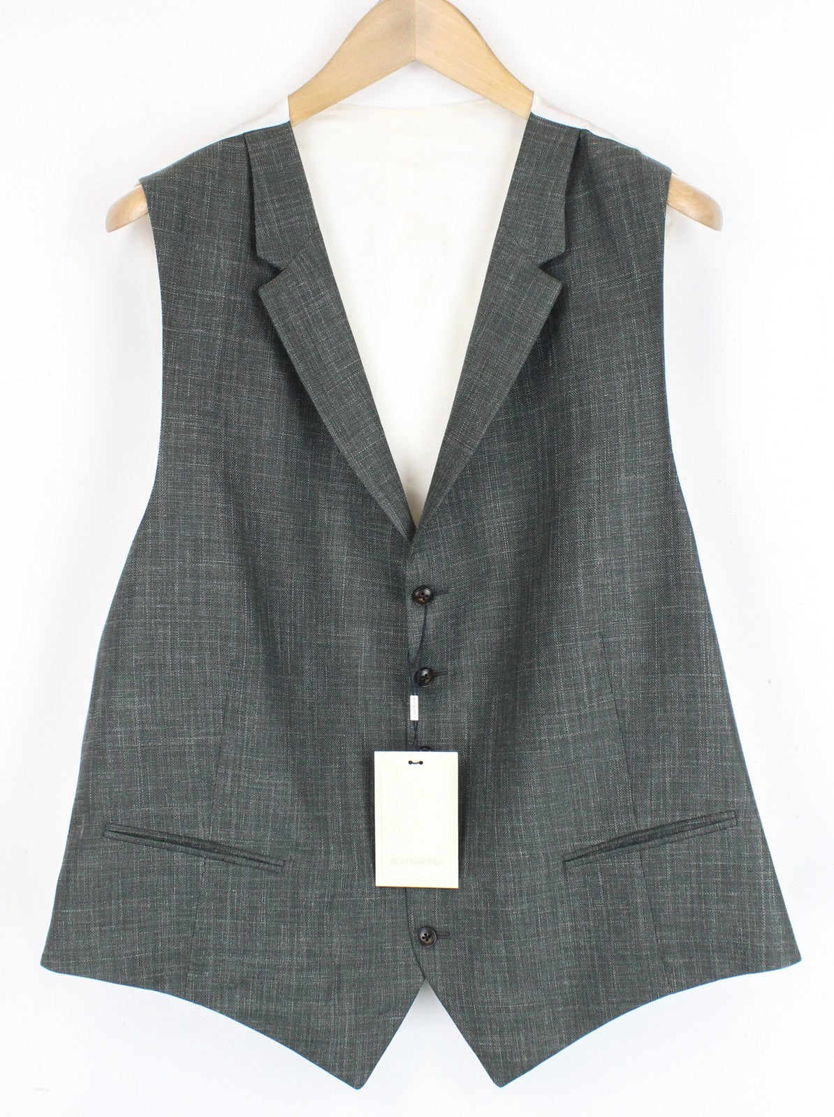 SUITSUPPLY La Spalla Men's Suit UK50R Green 3 Piece Wool Linen Silk Pleated