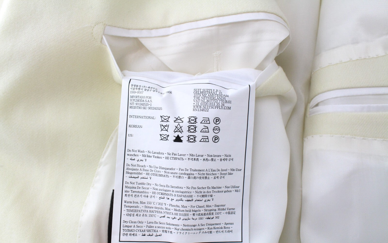 SUITSUPPLY Havana Jetted Men's Suit UK40R Wool Slim Off-White 2 Piece Classic