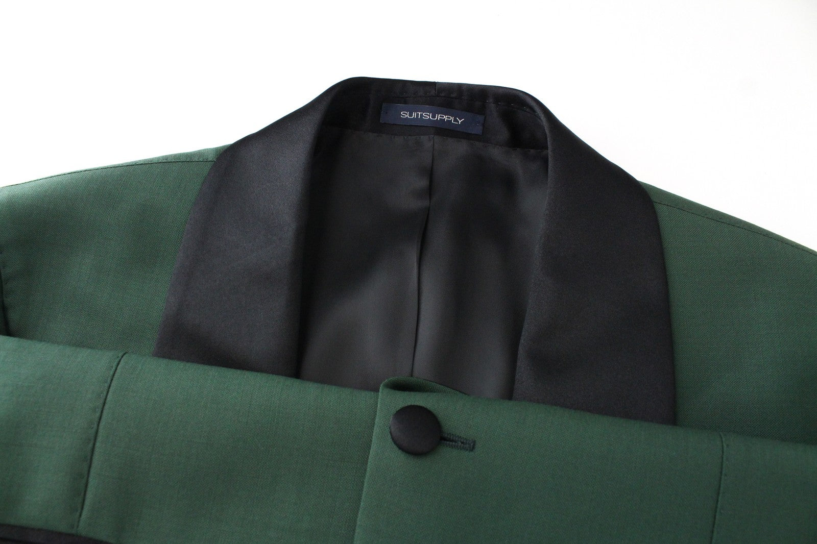 SUITSUPPLY La Spalla Men's Suit UK36R Twill Green Wool Shawl Lapel 2 Piece Set