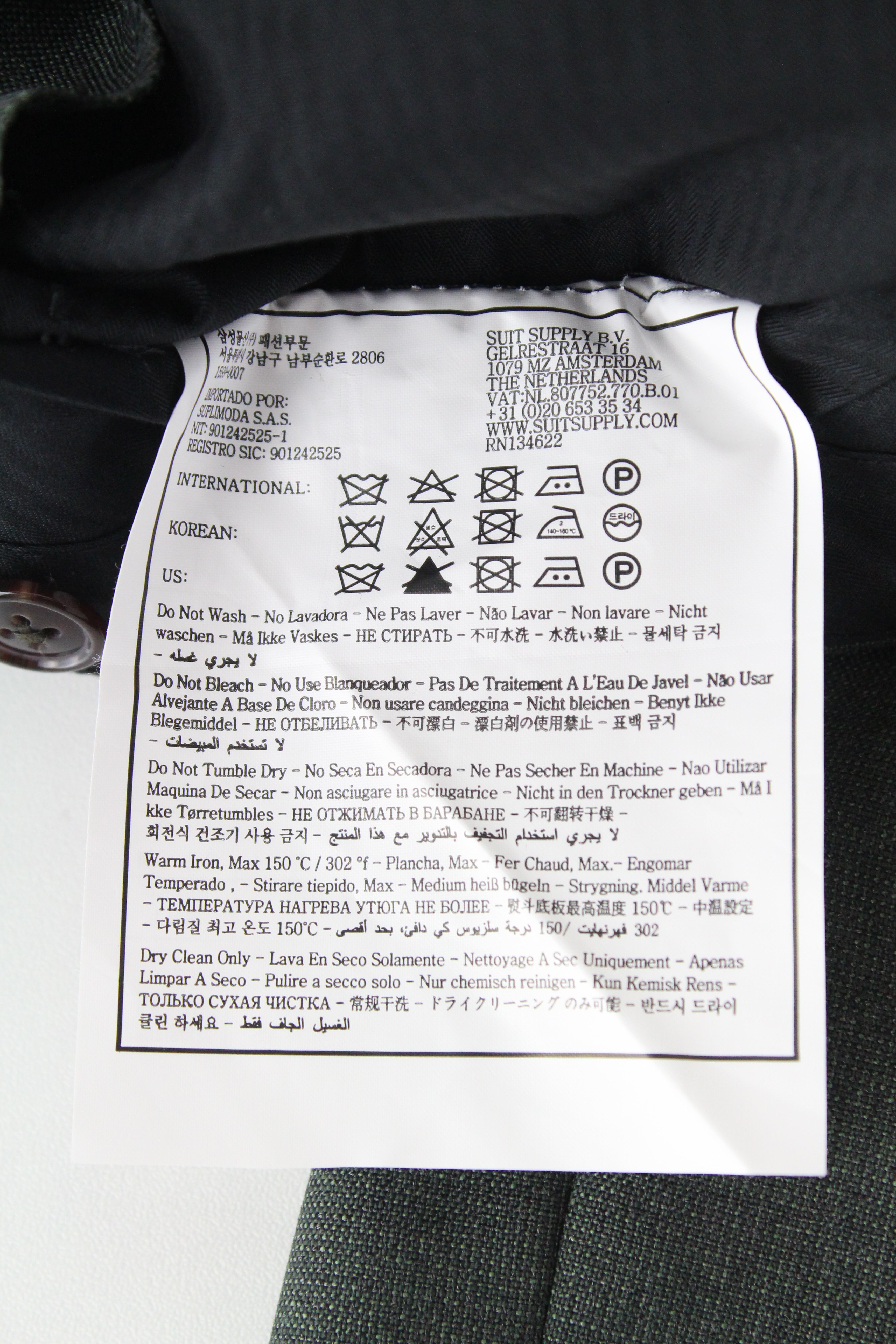 SUITSUPPLY La Spalla Men's Suit UK34R Green Half-Lined Wool Slim 2 Piece Set