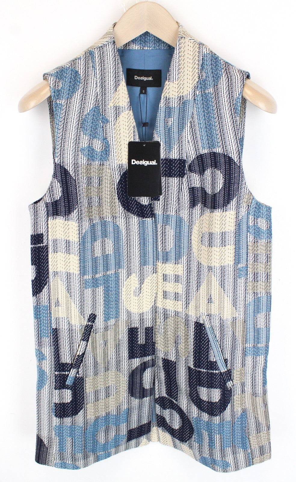 DESIGUAL Chaq Letters Women's Waistcoat S Abstract Logo Pullover Pocketed Vest
