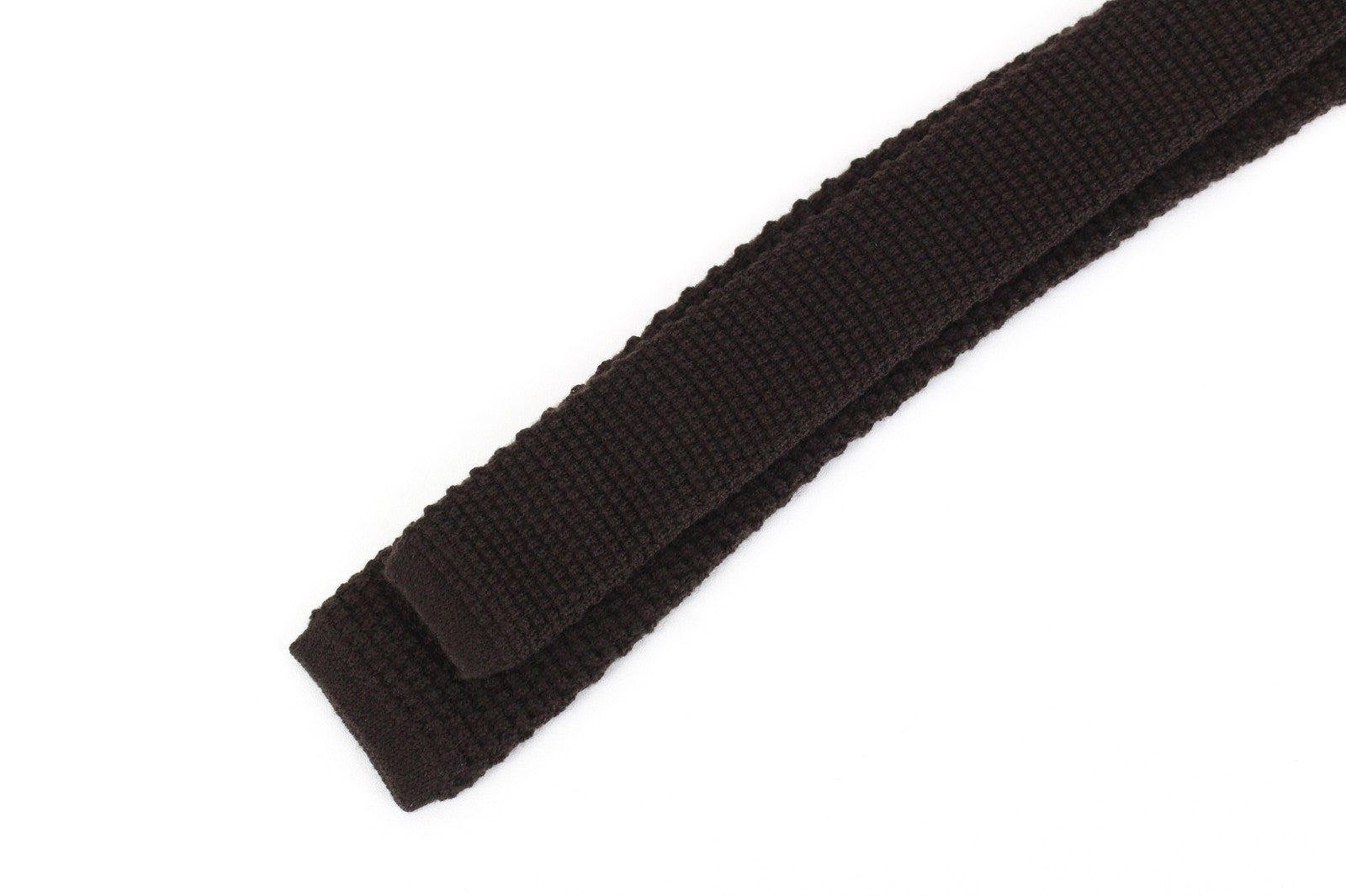 SUITSUPPLY Men's Tie 150x2.4 cm Brown Knitted Wool Square End Smart Classic