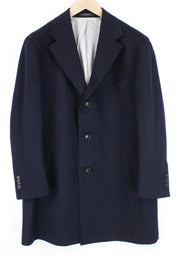 SUITSUPPLY Vicenza Men's Coat UK48R Wool Blue Lined Mid-Length Single Breasted