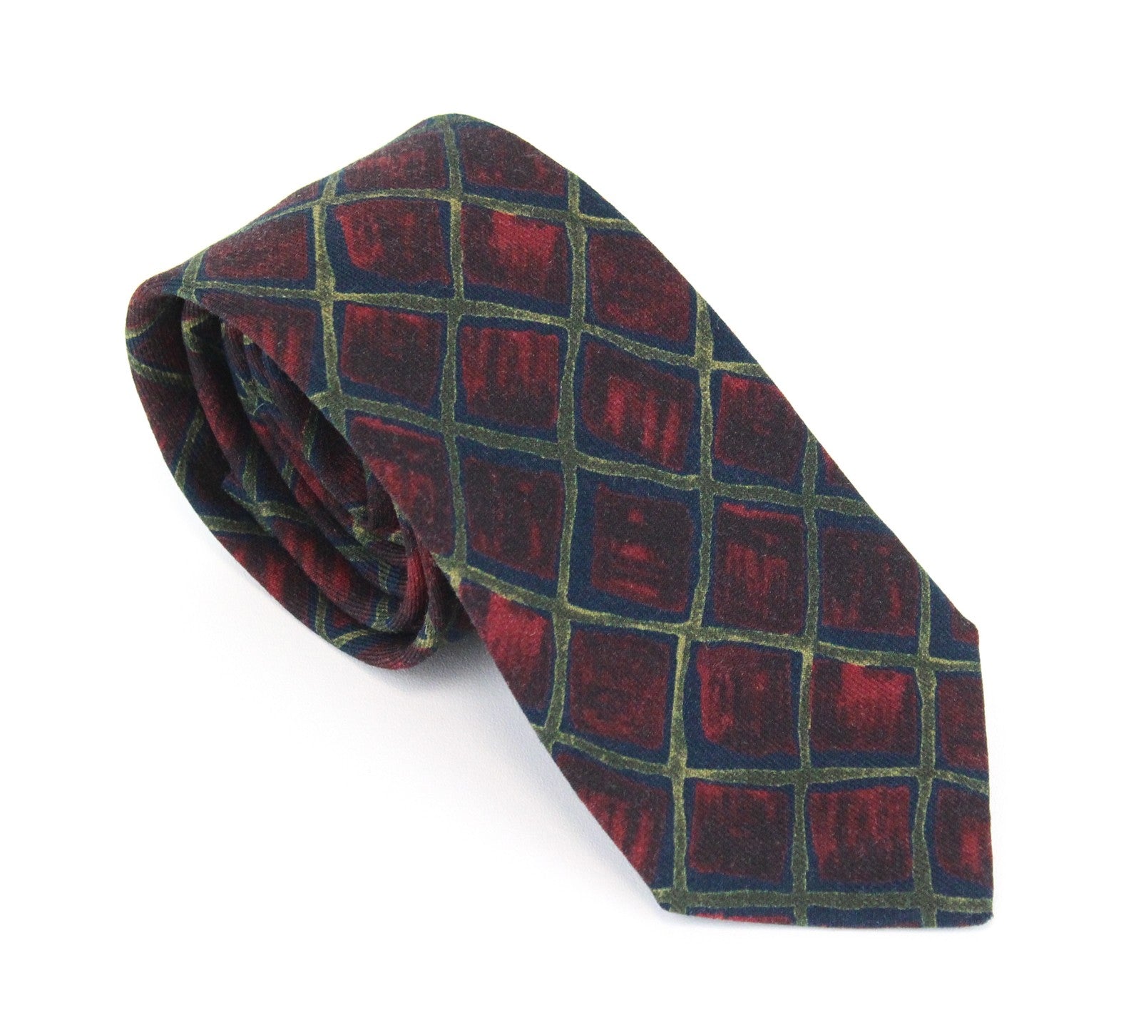SUITSUPPLY Men's Tie 144.5x3.1 cm Pure Wool Vintage Print Checkered Point End