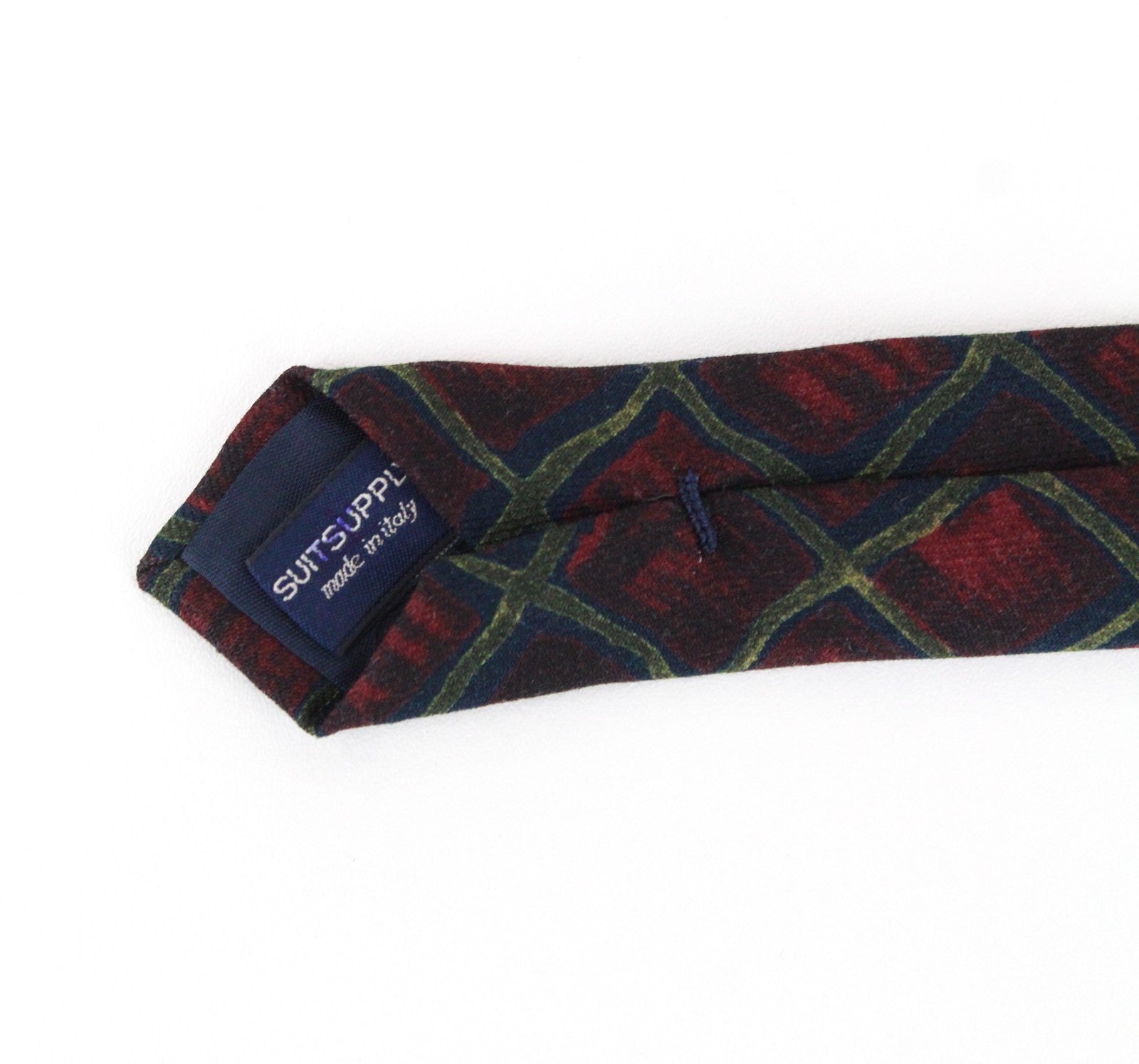 SUITSUPPLY Men's Tie 144.5x3.1 cm Pure Wool Vintage Print Checkered Point End