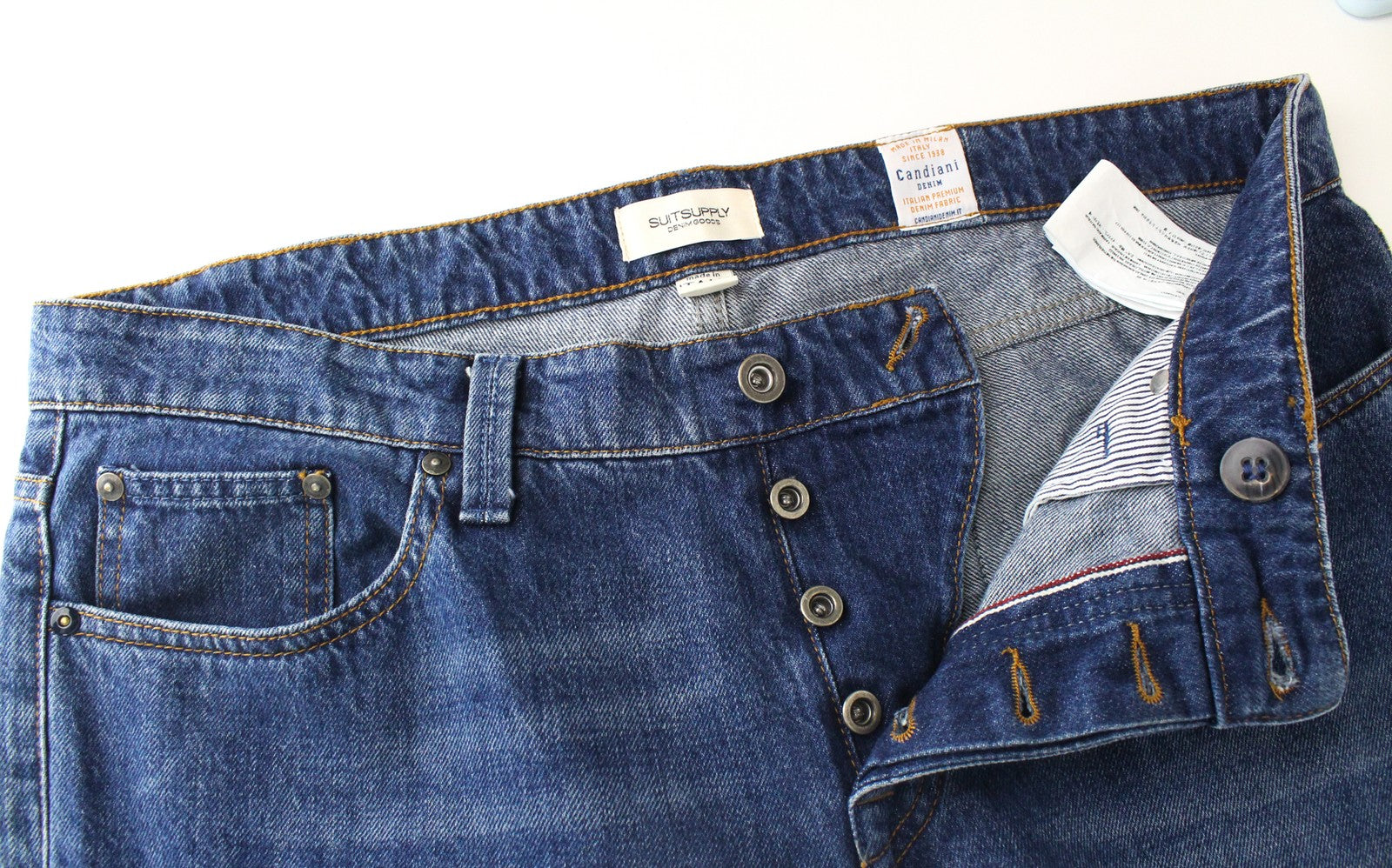 SUITSUPPLY Selvedge Denim Goods Men's Jeans W35/L34 Straight Blue Washed Out