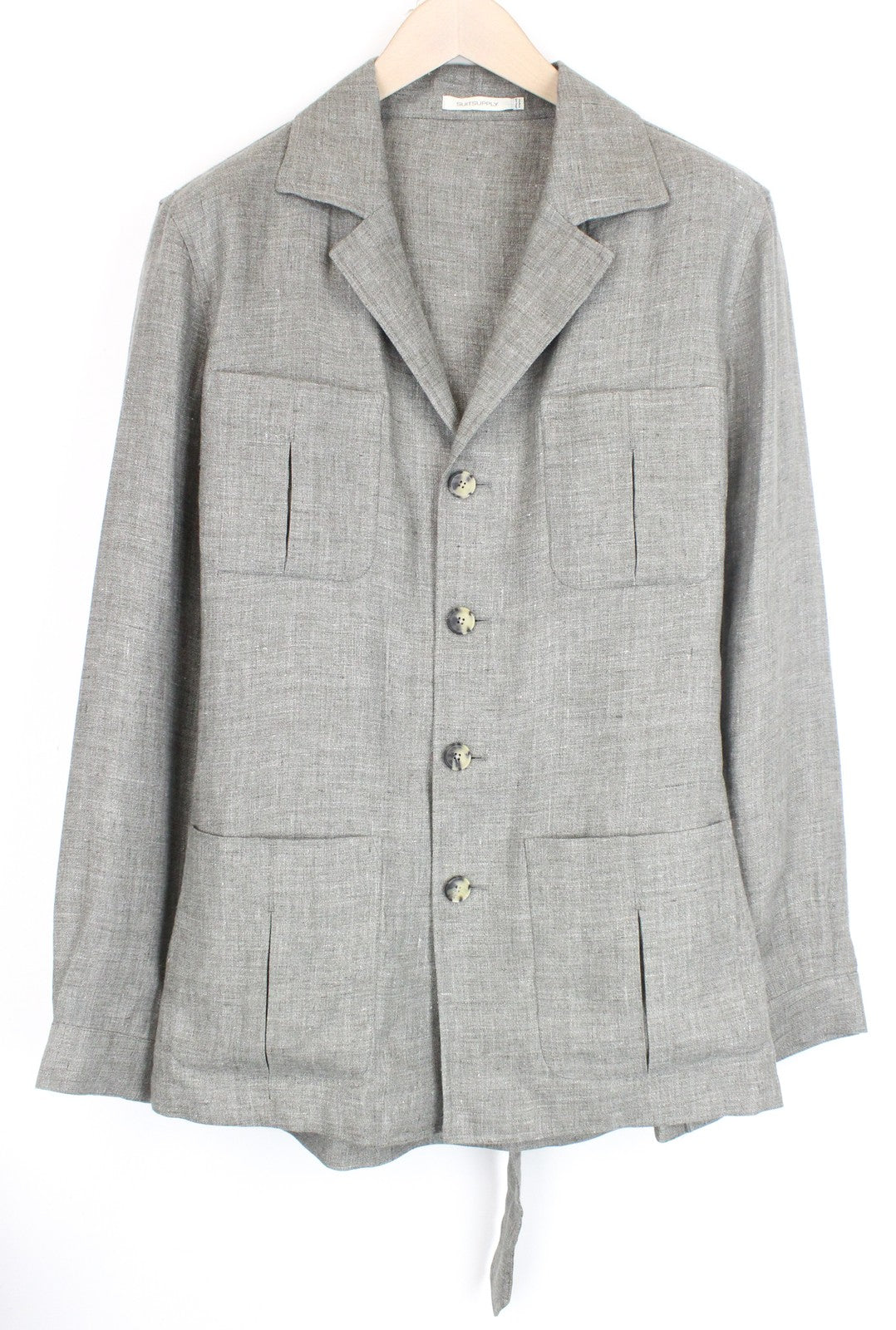 SUITSUPPLY Shara Pocket Men's Jacket UK38R Pure Linen Overshirt Unlined Grey