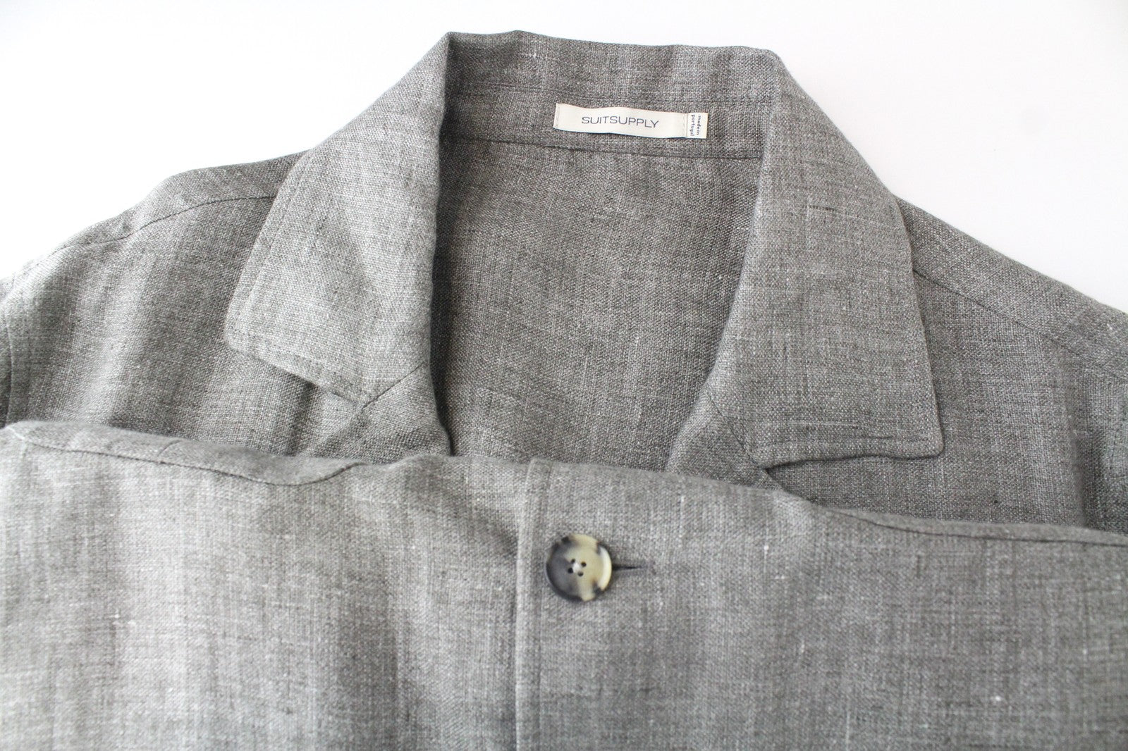 SUITSUPPLY Shara Pocket Men's Jacket UK38R Pure Linen Overshirt Unlined Grey