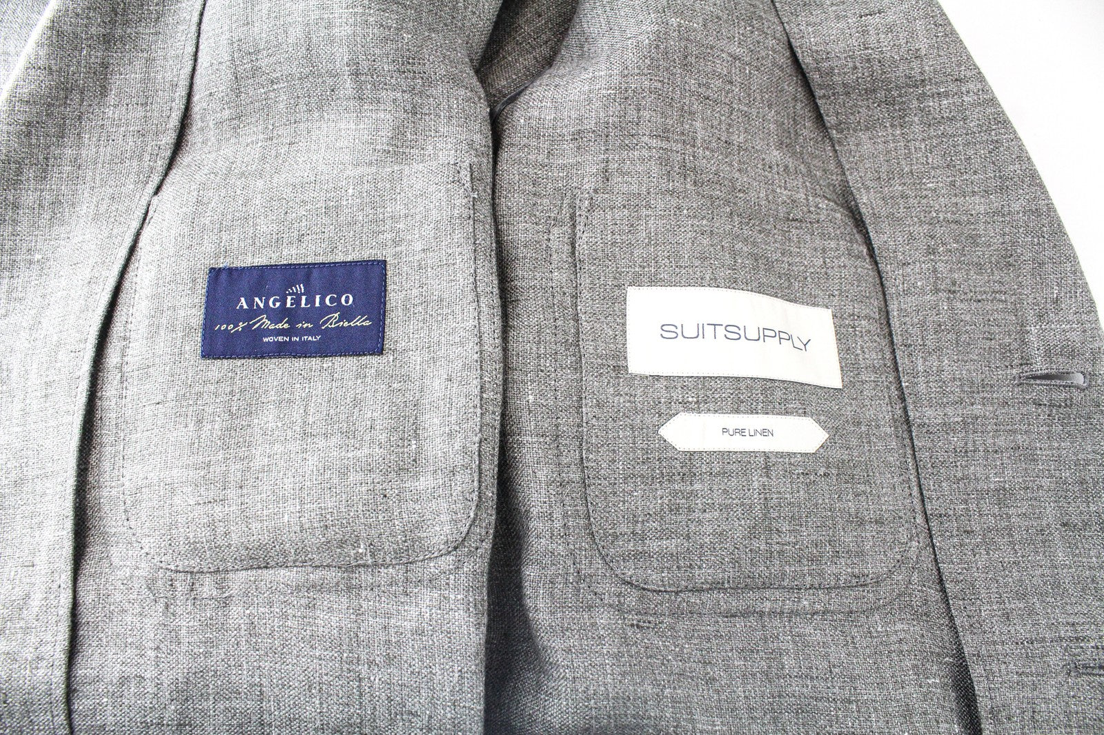 SUITSUPPLY Shara Pocket Men's Jacket UK38R Pure Linen Overshirt Unlined Grey