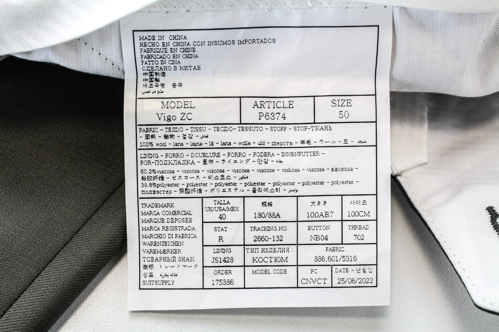 SUITSUPPLY Havana Tulip Men's Suit UK40R Green Pure Wool Lined 2 Piece Look