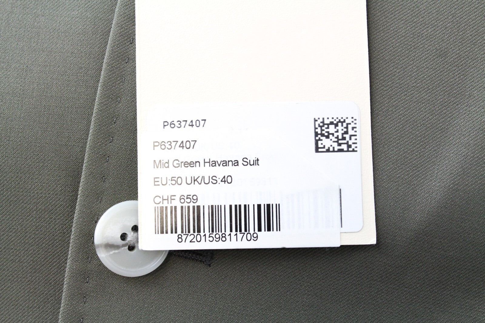 SUITSUPPLY Havana Tulip Men's Suit UK40R Green Pure Wool Lined 2 Piece Look