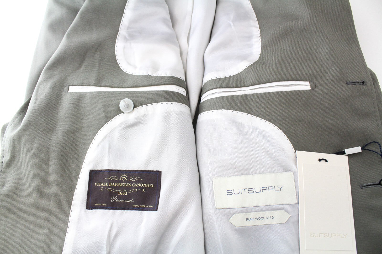 SUITSUPPLY Havana Tulip Men's Suit UK40R Green Pure Wool Lined 2 Piece Look