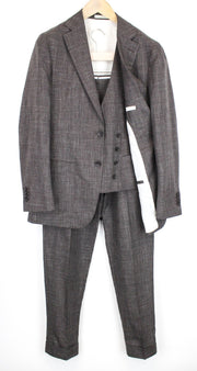 SUITSUPPLY Havana Men's Suit UK38R Slim Wool Silk Melange 3 Piece Brown Blend