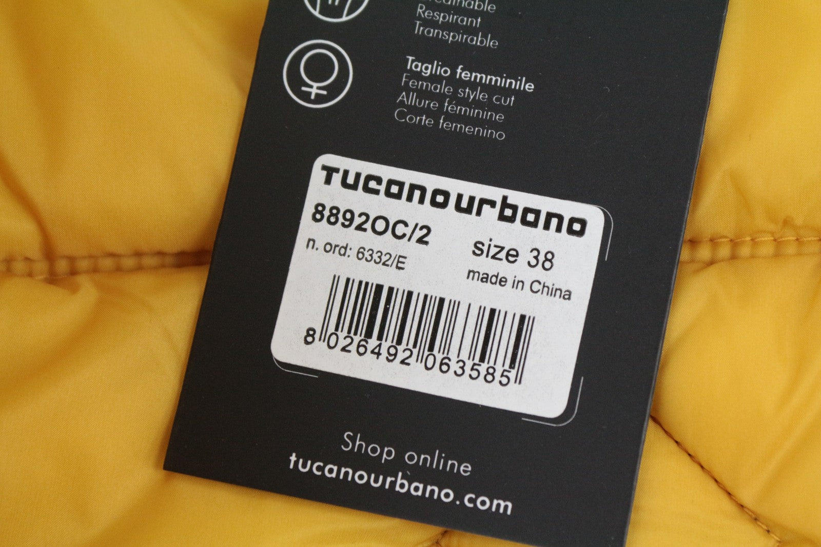 TUCANO URBANO Hot Dan Women's Vest EU38 Moto Quilted Puffer Yellow Down Look