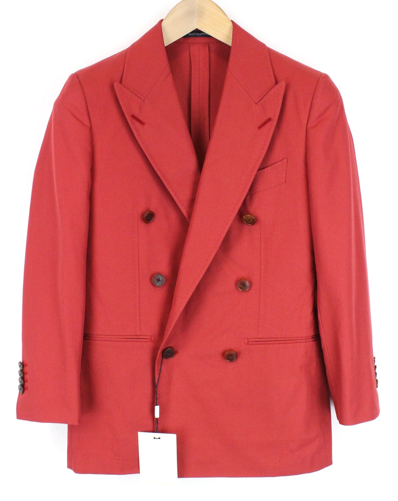 SUITSUPPLY La Spalla Boys Men's Suit UK32R Unlined Cotton Red 2 Piece Double