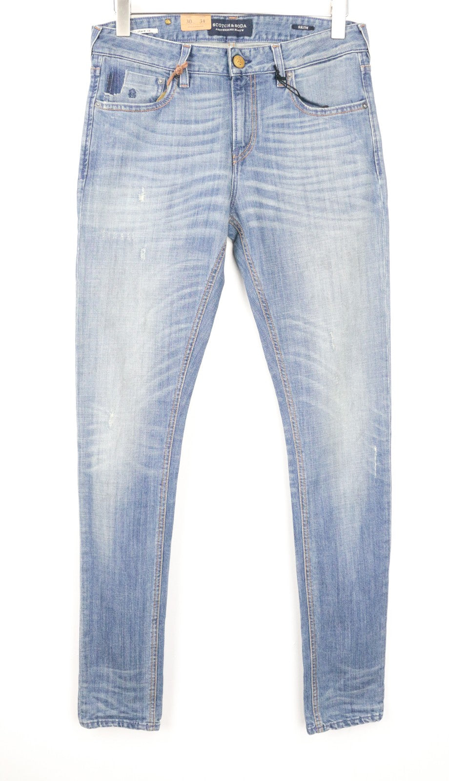 SCOTCH & SODA Skim Men's Jeans W30/L34 Distressed Stretch Fit Blue Lot. 22