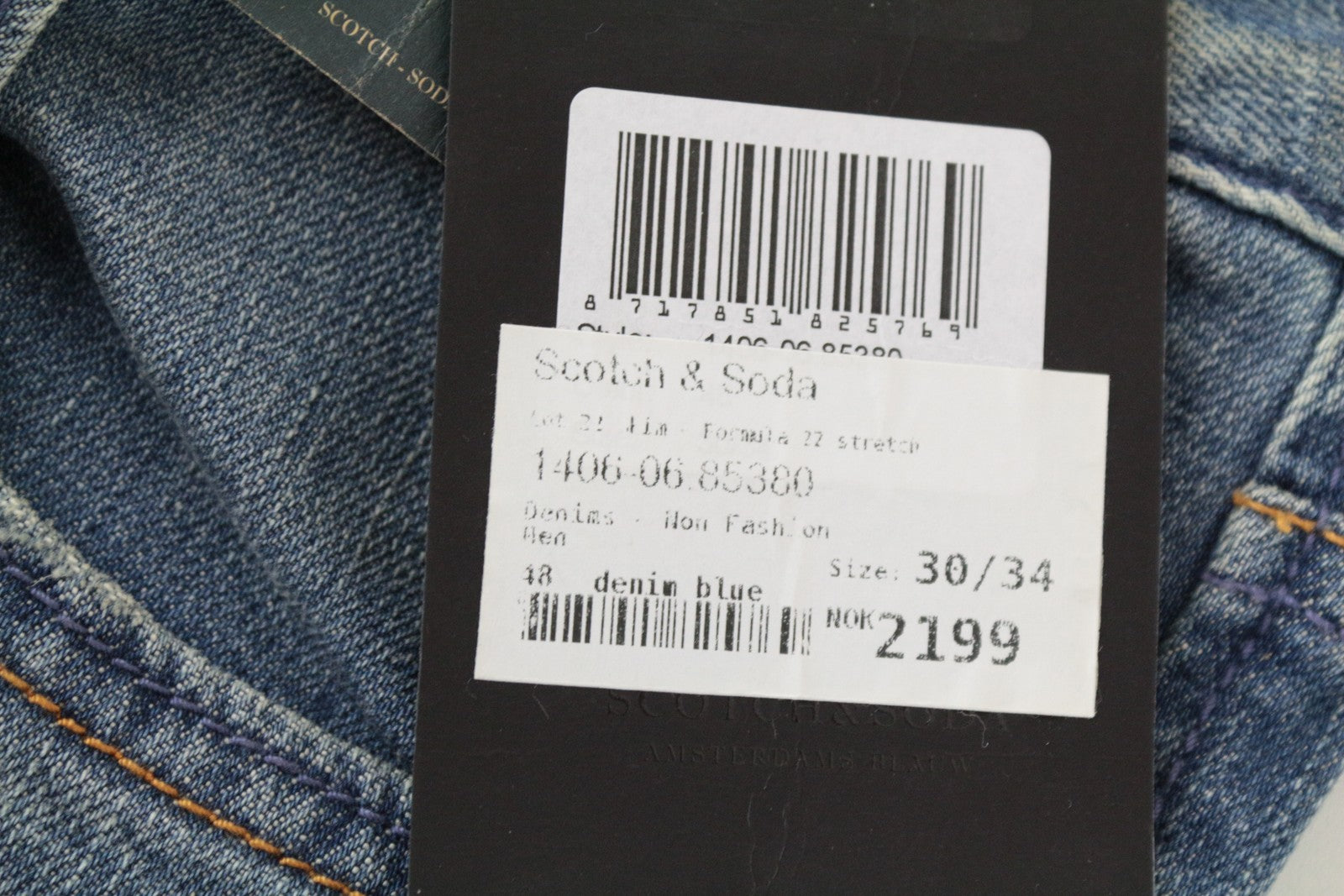 SCOTCH & SODA Skim Men's Jeans W30/L34 Distressed Stretch Fit Blue Lot. 22