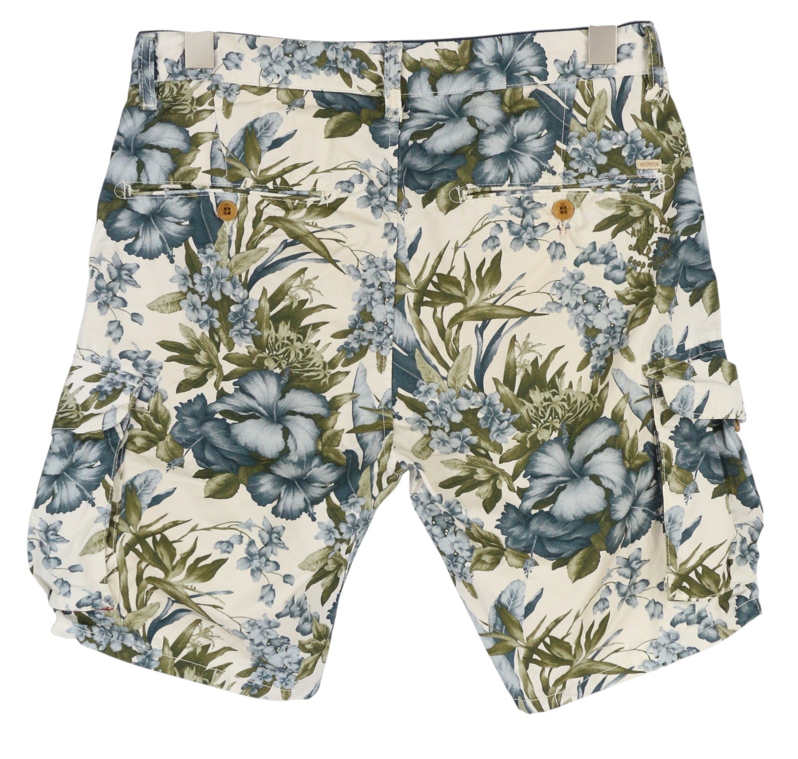 SCOTCH & SODA Men Shorts W29 Light Floral Pattern Cargo Pockets Zipper Casual