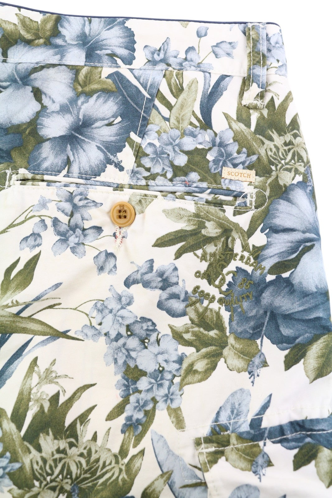 SCOTCH & SODA Men Shorts W29 Light Floral Pattern Cargo Pockets Zipper Casual