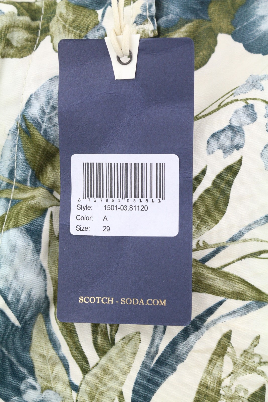 SCOTCH & SODA Men Shorts W29 Light Floral Pattern Cargo Pockets Zipper Casual