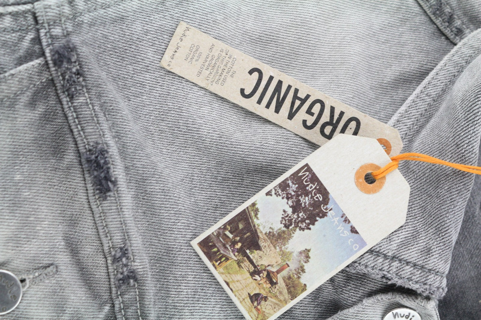 Nudie Jeans Billy Light Grey Trashed  Mens Jacket M Button Faded Polo