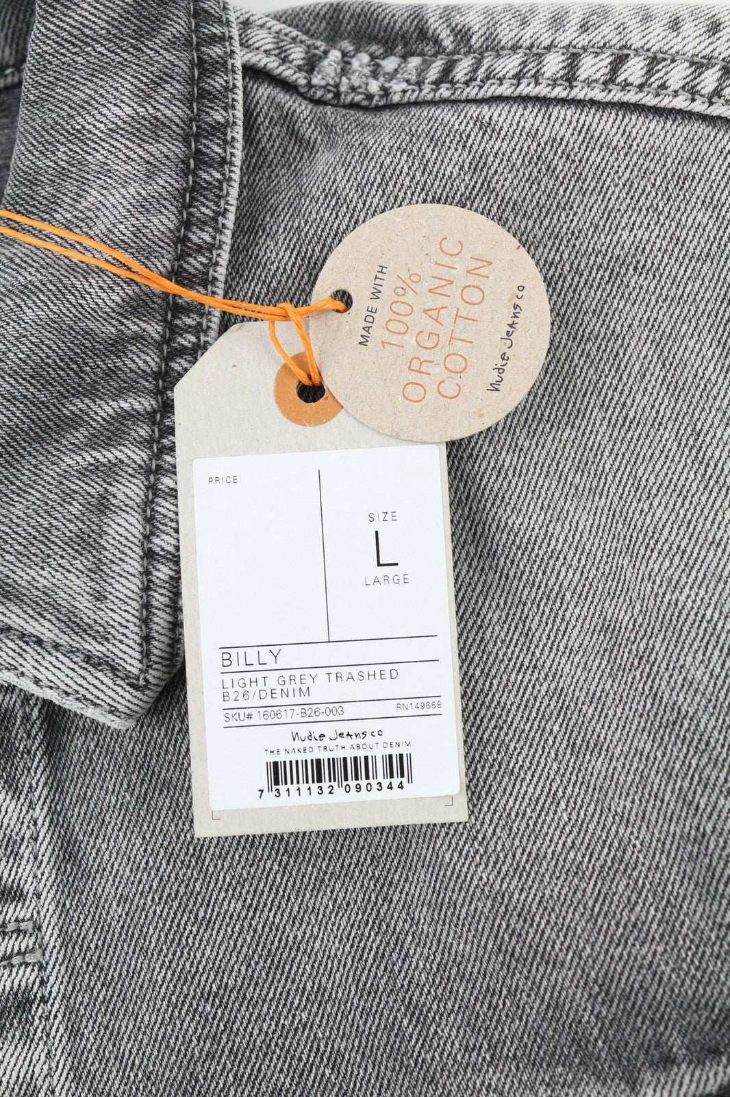 Nudie Jeans Billy Light Grey Trashed  Mens Jacket L Faded Pockets Button