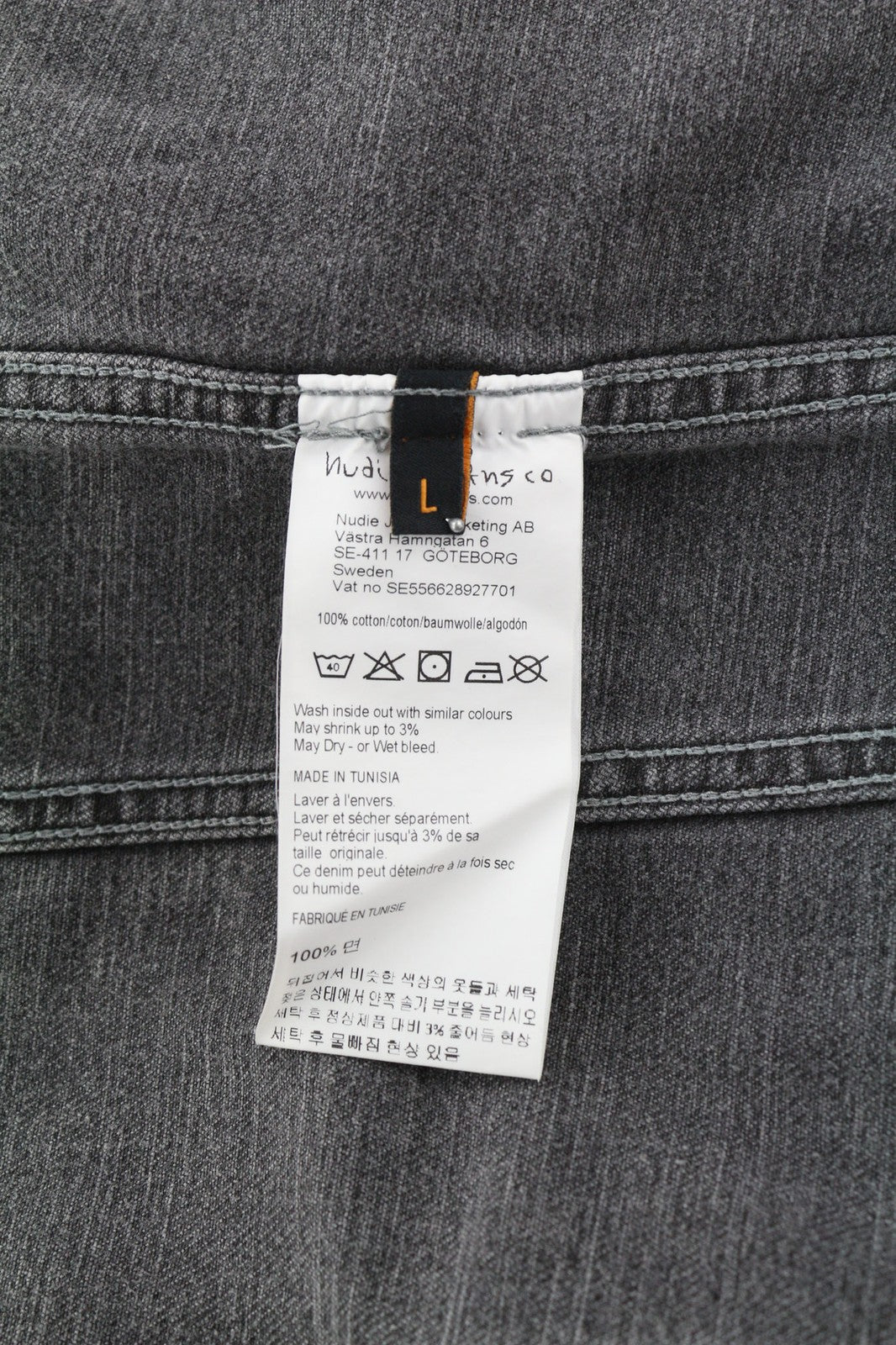 Nudie Jeans Billy Light Grey Trashed  Mens Jacket L Faded Pockets Button