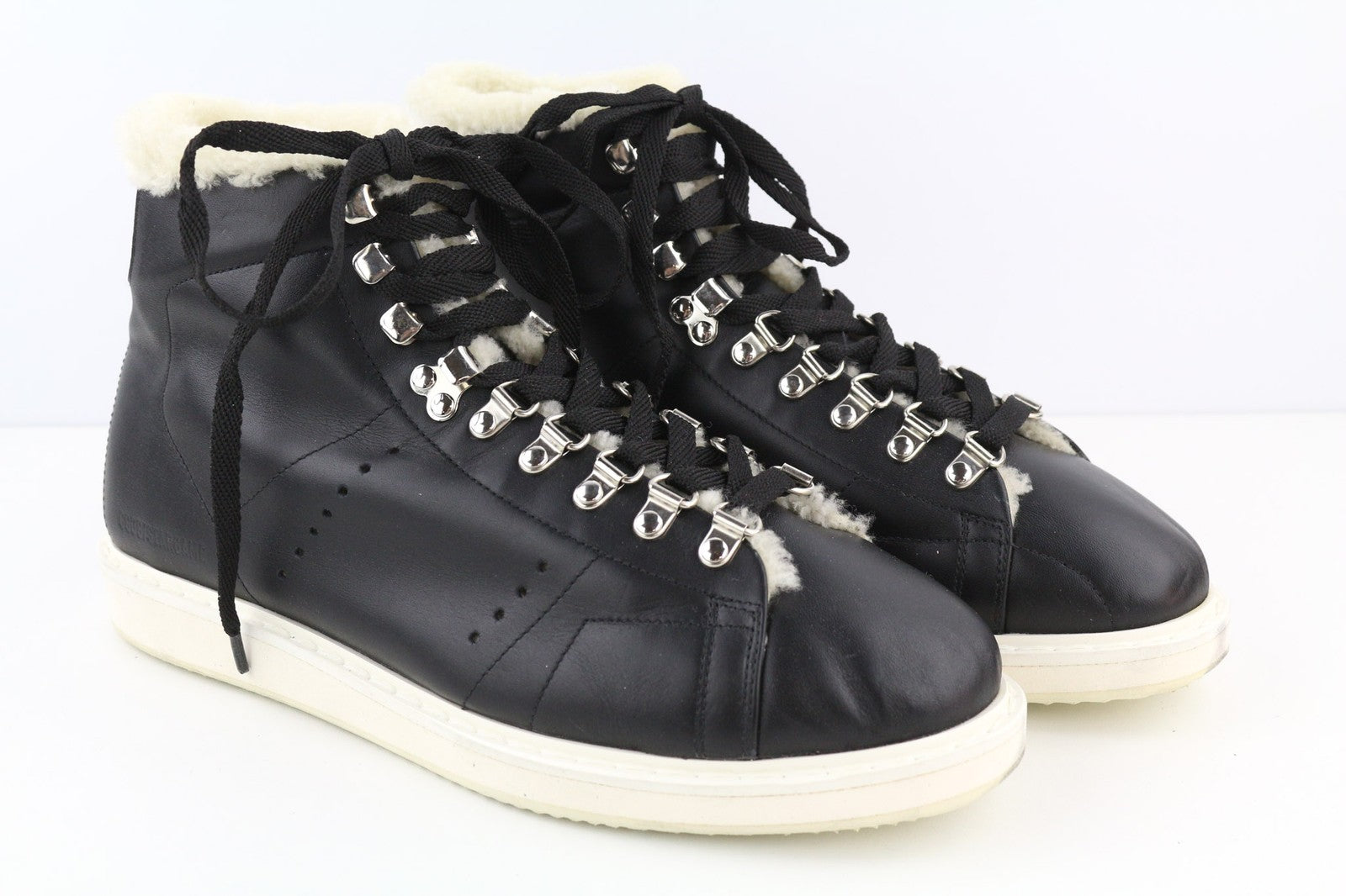 GOLDEN GOOSE Stargame Mens Sneakers EU43 UK9 Black Leather Shearling RRP$519