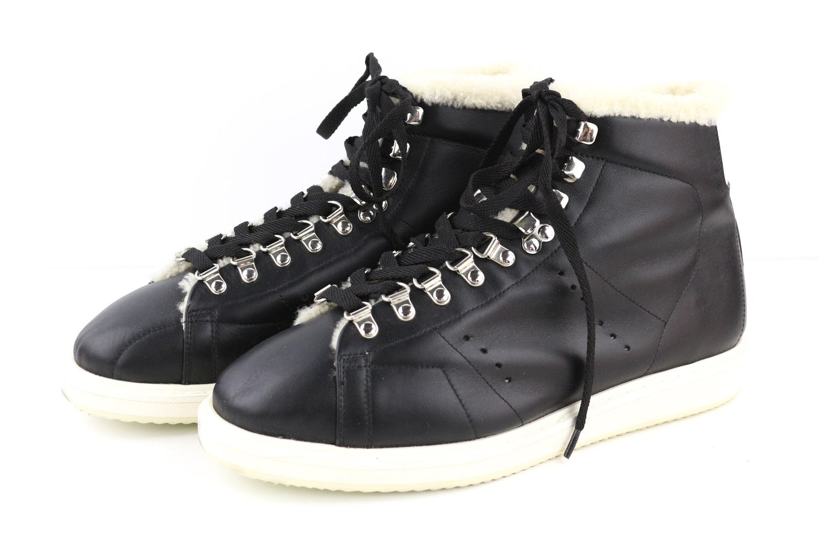 GOLDEN GOOSE Stargame Mens Sneakers EU43 UK9 Black Leather Shearling RRP$519