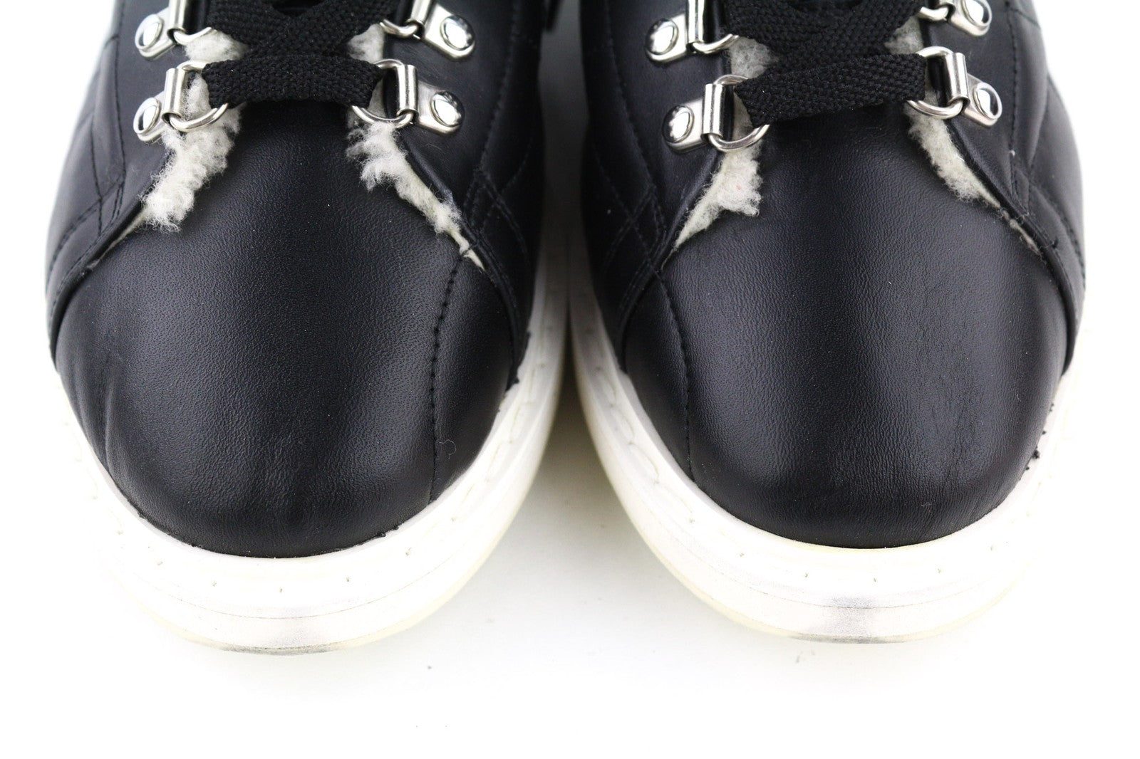 GOLDEN GOOSE Stargame Mens Sneakers EU43 UK9 Black Leather Shearling RRP$519