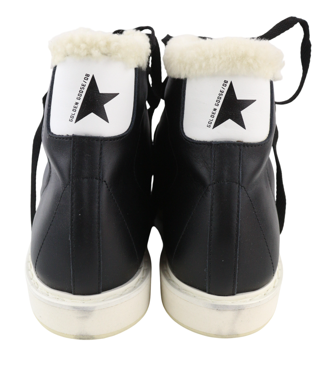 GOLDEN GOOSE Stargame Mens Sneakers EU43 UK9 Black Leather Shearling RRP$519