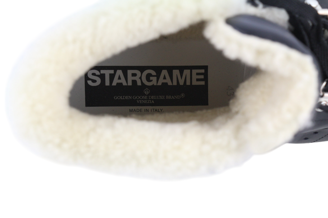 GOLDEN GOOSE Stargame Mens Sneakers EU43 UK9 Black Leather Shearling RRP$519