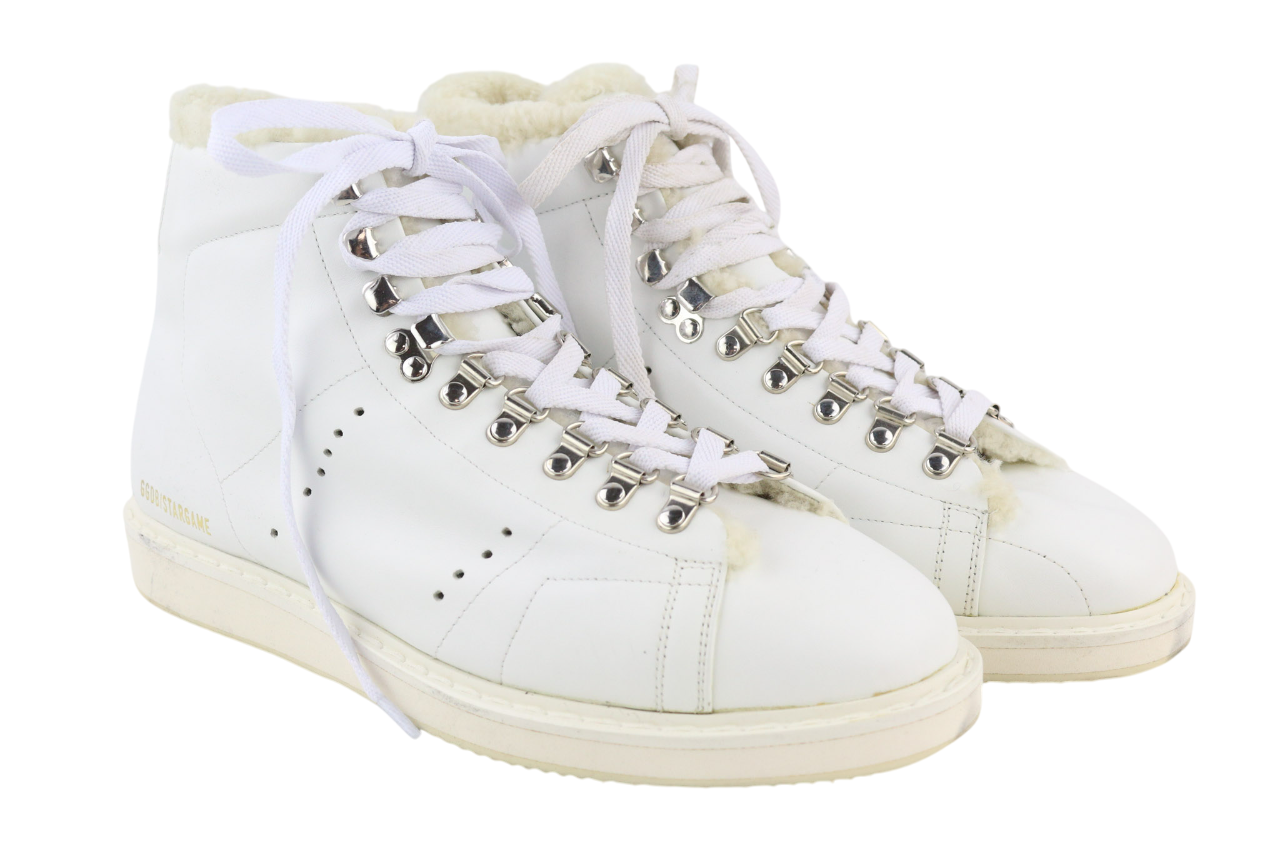 GOLDEN GOOSE Stargame Mens Sneakers EU43 UK9 White Leather Shearling RRP$519