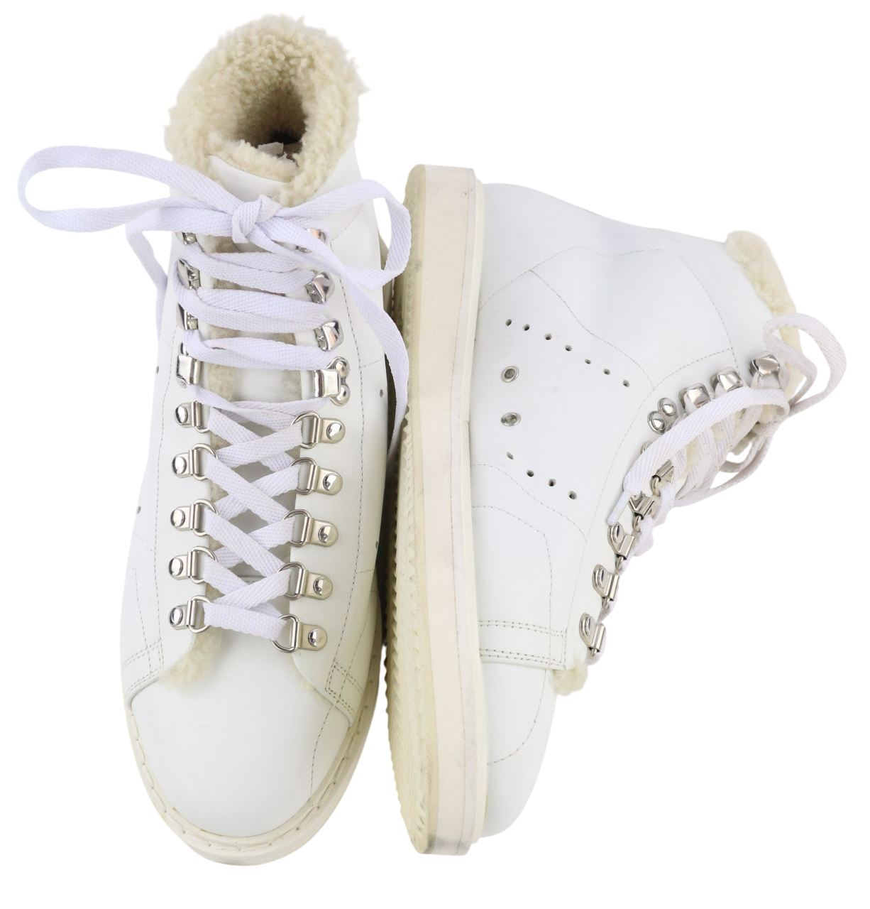GOLDEN GOOSE Stargame Mens Sneakers EU43 UK9 White Leather Shearling RRP$519