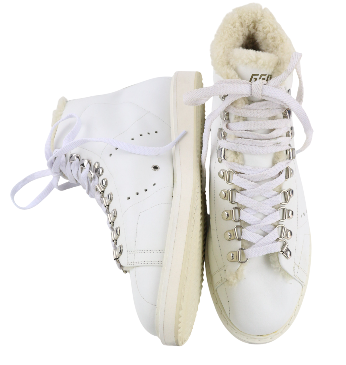 GOLDEN GOOSE Stargame Mens Sneakers EU43 UK9 White Leather Shearling RRP$519