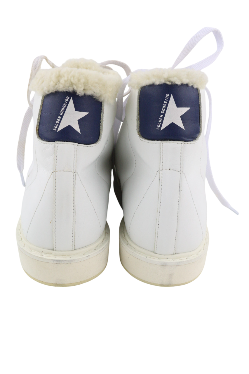 GOLDEN GOOSE Stargame Mens Sneakers EU43 UK9 White Leather Shearling RRP$519