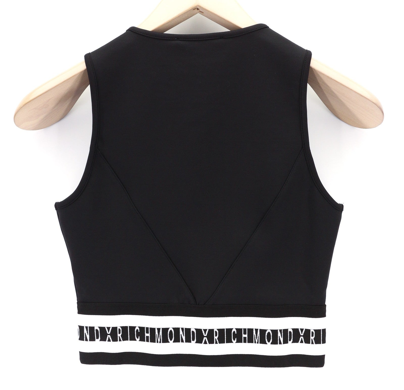 RICHMOND Fitness Womens T-Shirt S Black Sleeveless Zipper Crew Neck Crop