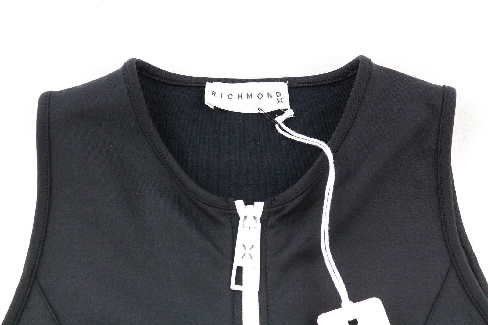 RICHMOND Fitness Womens T-Shirt S Black Sleeveless Zipper Crew Neck Crop