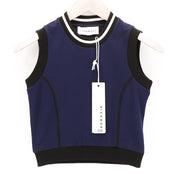 RICHMOND Womens T-Shirt S Dark Blue Sleeveless  Crew Neck Crop Tank Stretch