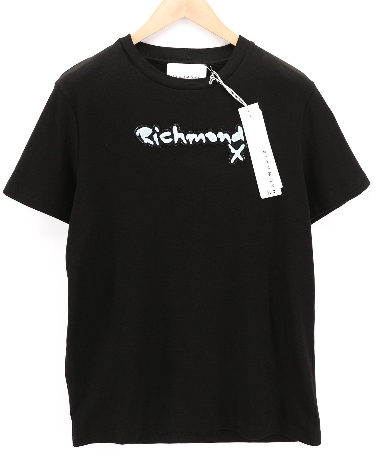 JOHN RICHMOND Mens T-Shirt M Black Crew Neck Short Sleeve Front  All Seasons
