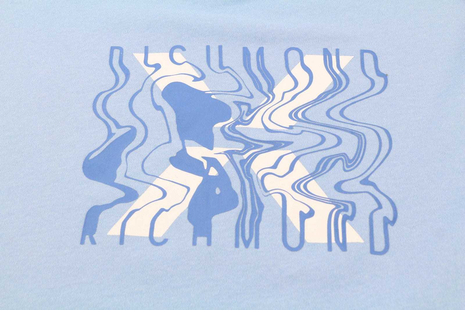 JOHN RICHMOND Mens T-Shirt M Blue Placid Short Sleeve Oversized Crew Printed