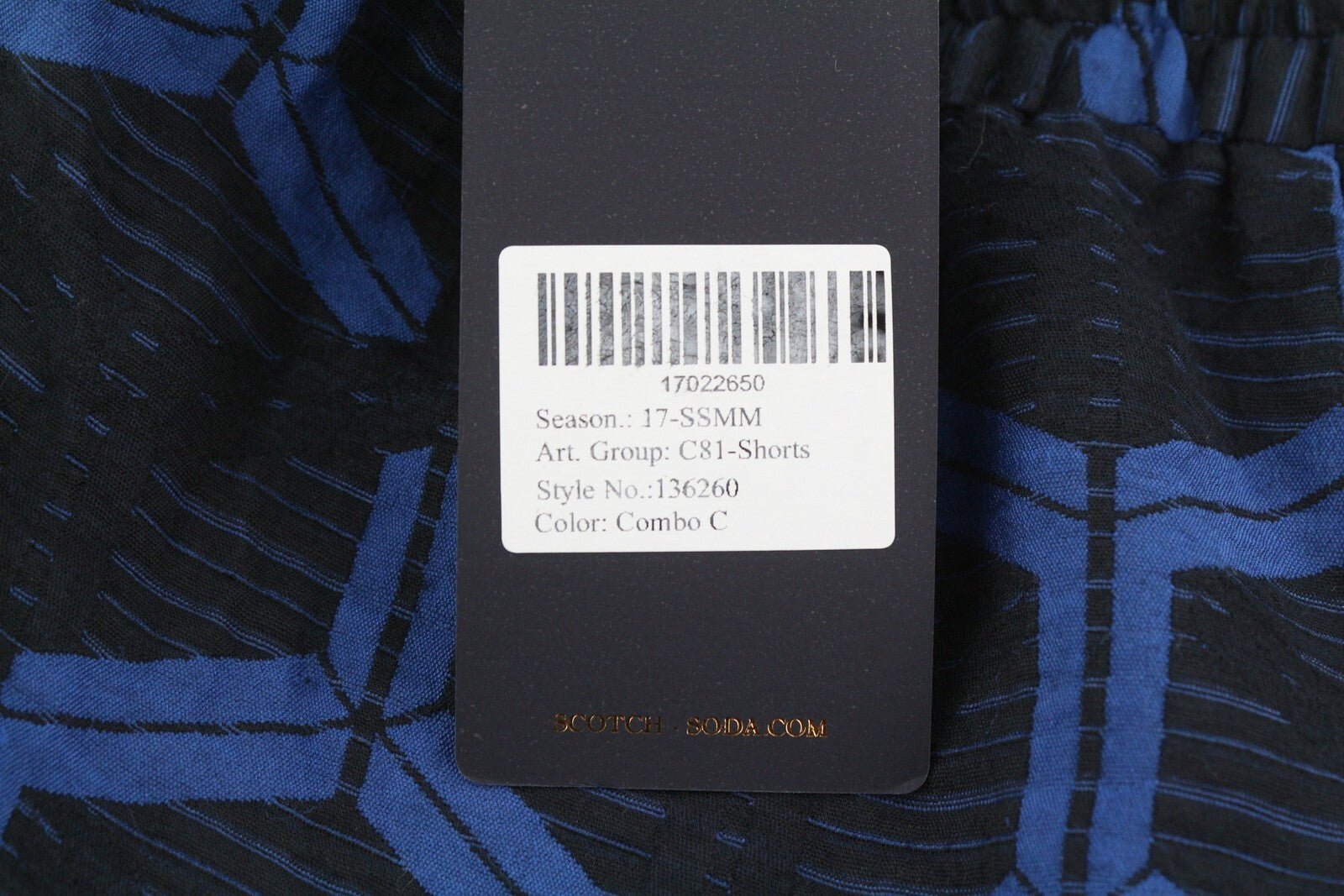 SCOTCH & SODA Men Shorts ~W30 Dark Blue Elastic Drawstring Waist Pockets Casual