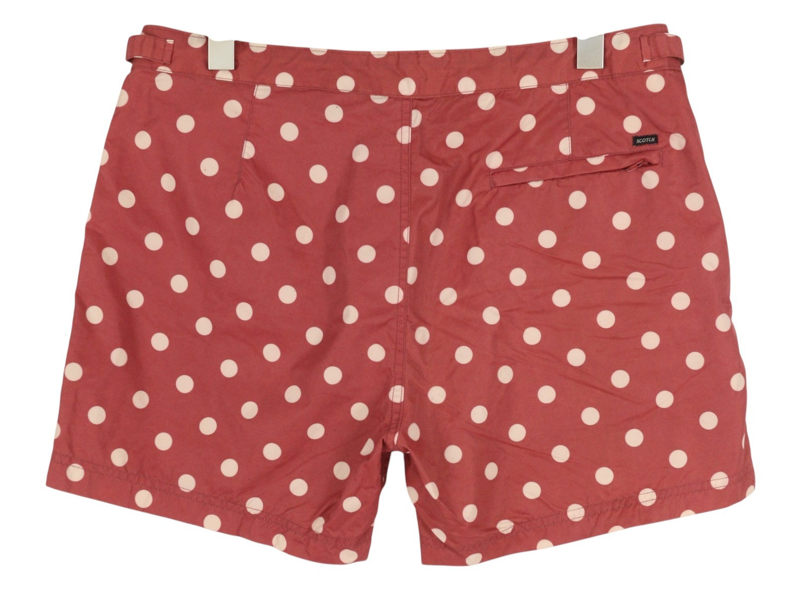 SCOTCH & SODA Men Swimwear ~W32 Dark Red Polka Dot Pattern Zip Fly Logo Pockets