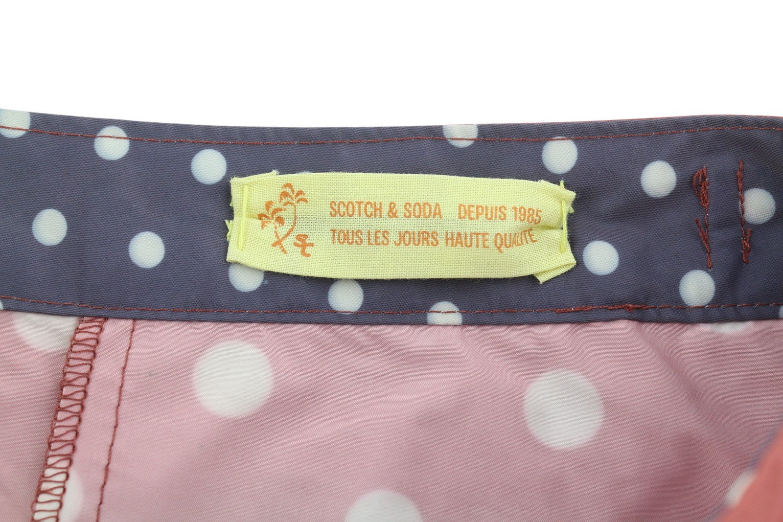 SCOTCH & SODA Men Swimwear ~W32 Dark Red Polka Dot Pattern Zip Fly Logo Pockets