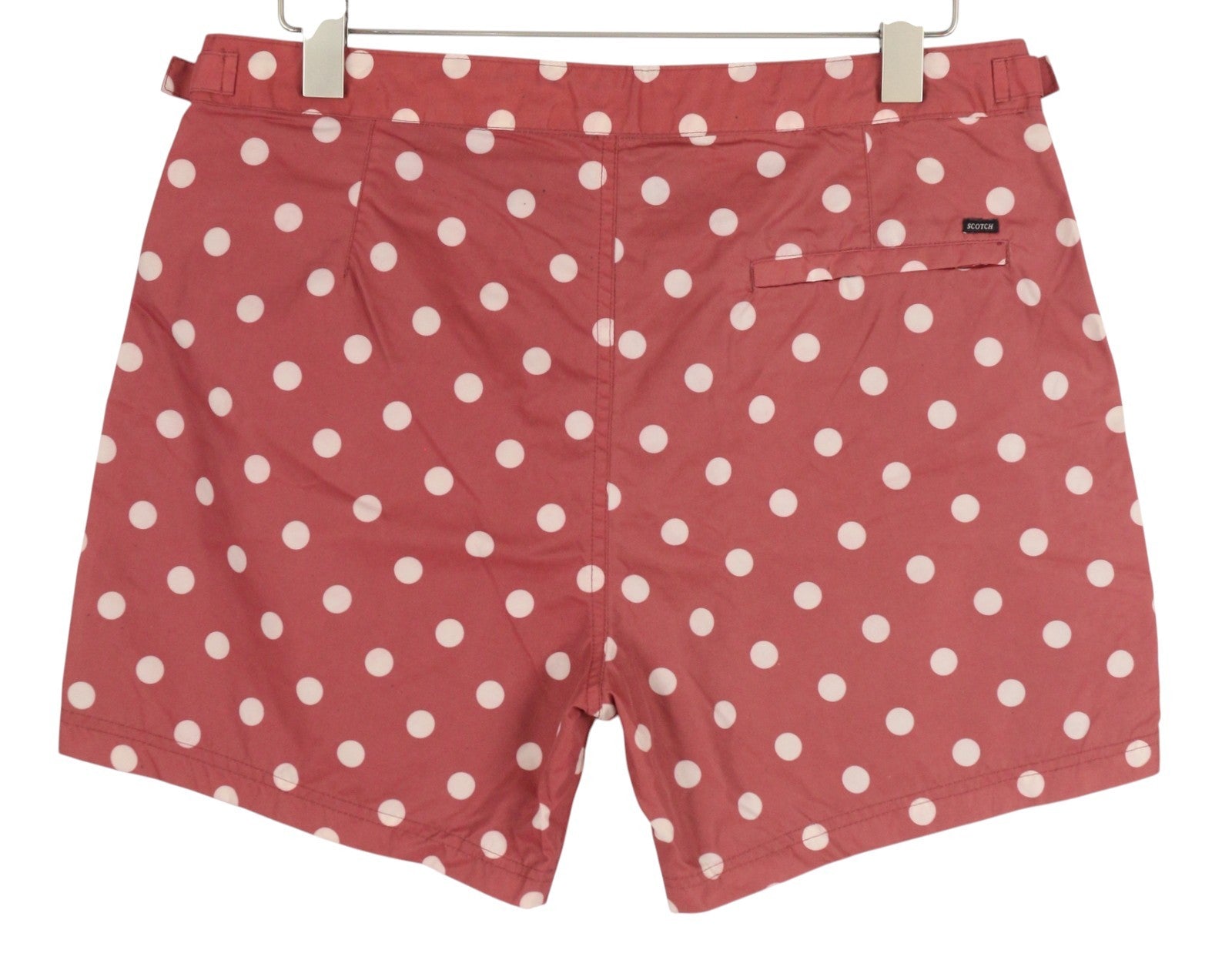 SCOTCH & SODA Men Swimwear ~W34 Dark Red Polka Dot Pattern Zip Fly Logo Pockets