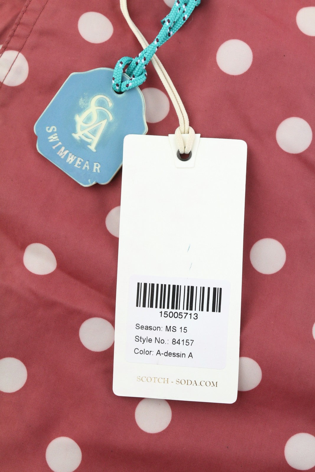 SCOTCH & SODA Men Swimwear ~W34 Dark Red Polka Dot Pattern Zip Fly Logo Pockets